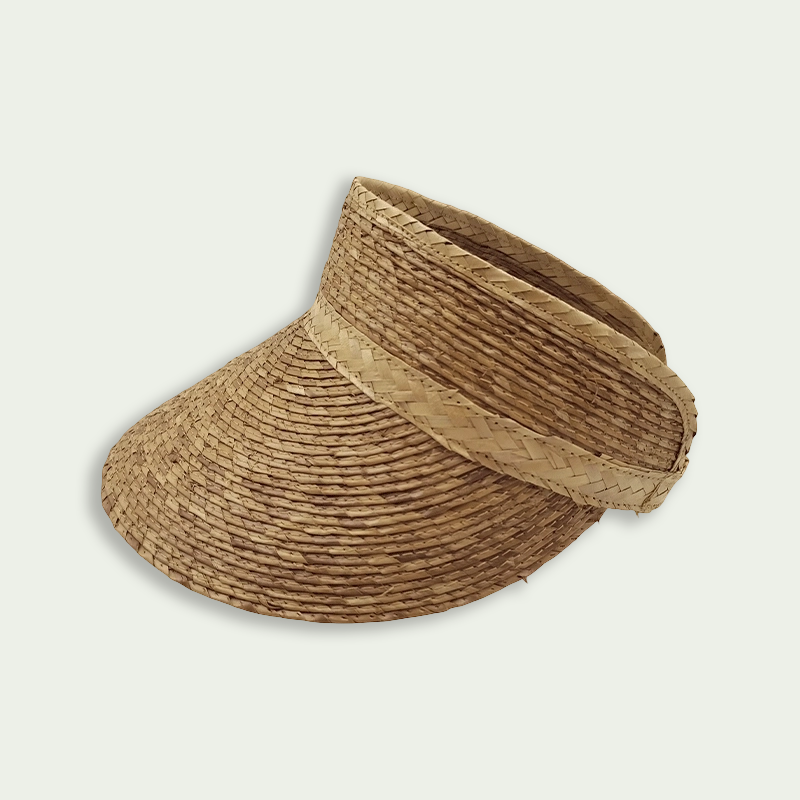 Wide Brim Visor Hat Straw Leaf Sun Hat