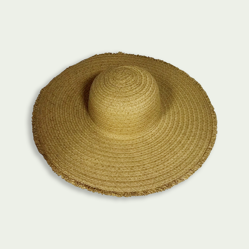 Frayed Edge Straw Floppy Sun Hat