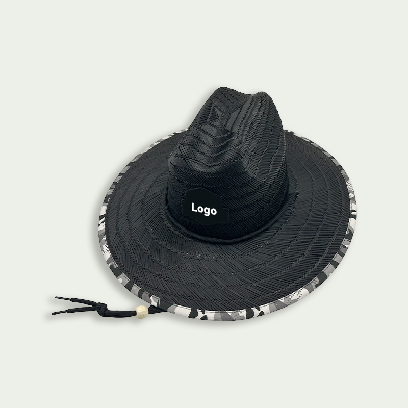 Black Rush Straw Lifeguard Hat Eco Dyed