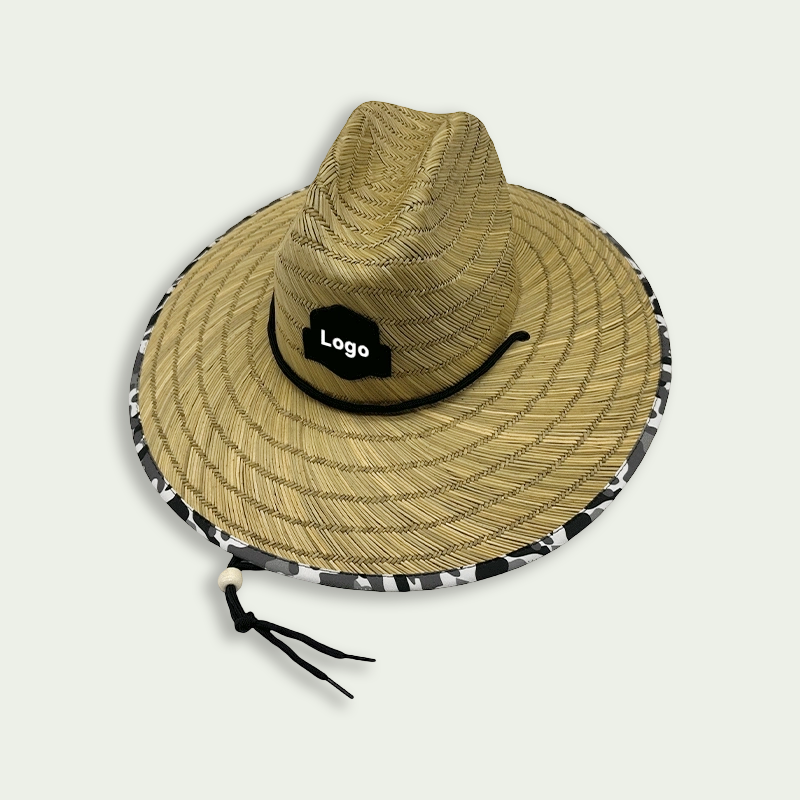 Custom Wide Brim Straw Lifeguard Hat Patch Logo